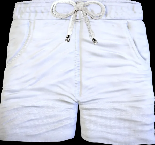 Bermuda Pantaloncino Bianco Goffrato Puro Cotone Made in Italy Fantasia Shorts 2 tasche laterali