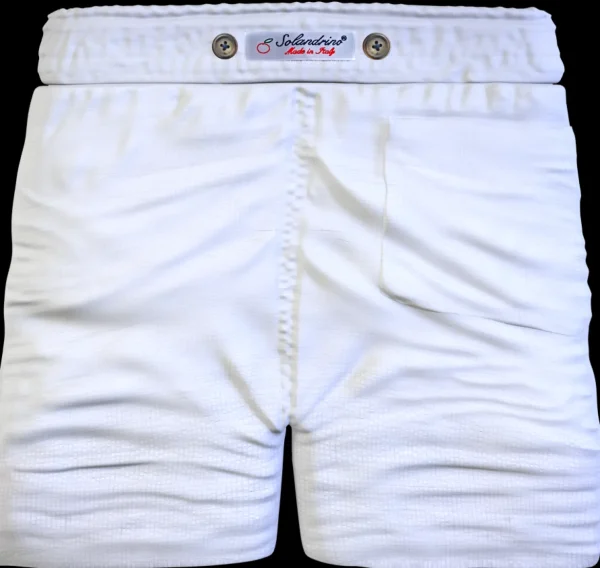 Bermuda Pantaloncino Bianco Goffrato Puro Cotone Made in Italy Fantasia Shorts 2 tasche laterali