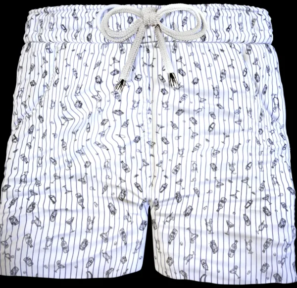 Bermuda Pantaloncino Drink Rigato Box Mare puro Cotone Shorts 2 tasche laterali Made in Italy