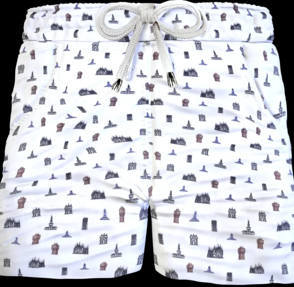 Bermuda Pantaloncino Fantasia Milano Puro Cotone Shorts 2 tasche laterali Made in Italy