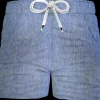 Bermuda Pantaloncino in Lino azzurro fantasia Shorts 2 tasche laterali Made in Italy