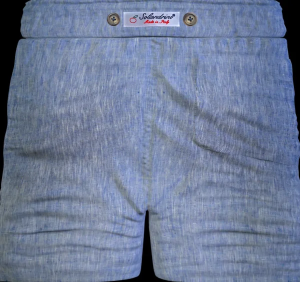 Bermuda Pantaloncino in Lino azzurro fantasia Shorts 2 tasche laterali Made in Italy