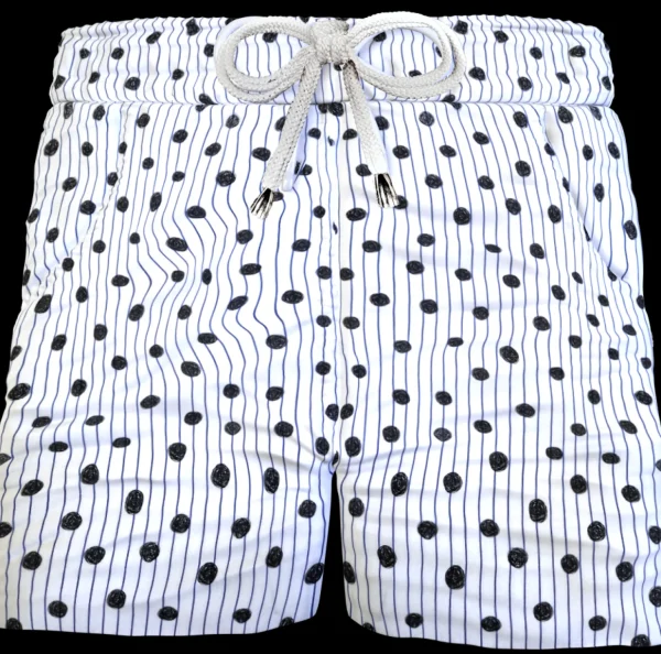 Bermuda Pantaloncino Pois Rigato Box Mare puro Cotone Shorts 2 tasche laterali Made in Italy