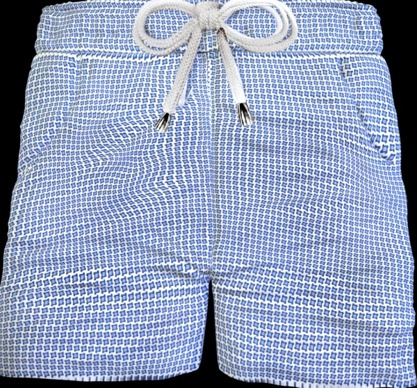 Bermuda Pantaloncino puro cotone popeline fantasia Pied de poule Shorts 2 tasche laterali Made in Italy