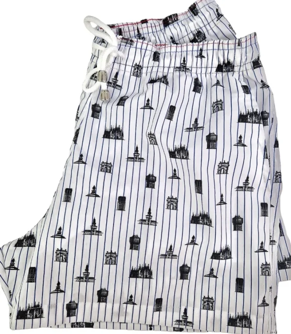 Bermuda Pantaloncino Rigato design Milano 100% Cotone Shorts 2 tasche laterali Made in Italy
