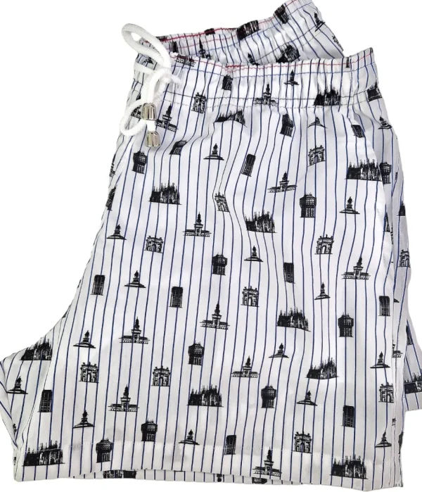 Bermuda Pantaloncino Rigato design Milano 100% Cotone Shorts 2 tasche laterali Made in Italy