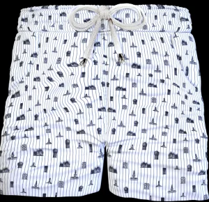 Bermuda Pantaloncino Rigato design Milano 100% Cotone Shorts 2 tasche laterali Made in Italy