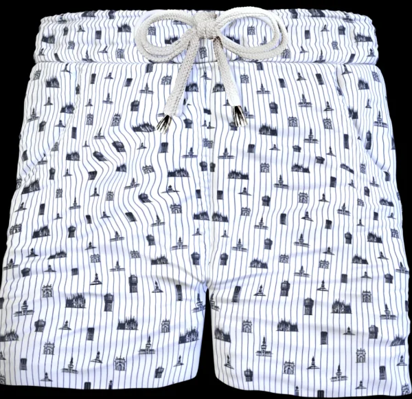 Bermuda Pantaloncino Rigato design Milano 100% Cotone Shorts 2 tasche laterali Made in Italy