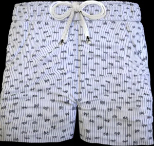 Bermuda Rigato Bike Pantaloncino Box Mare puro Cotone Shorts 2 tasche laterali Made in Italy