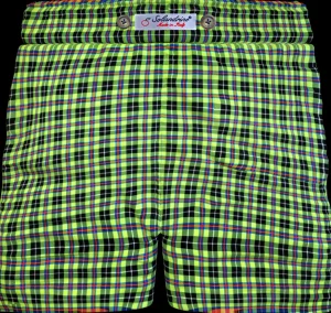 Bermuda Shorts Fantasia check scozzese giallo fluo 100% cotone Pantaloncino 2 tasche laterali Made in Italy