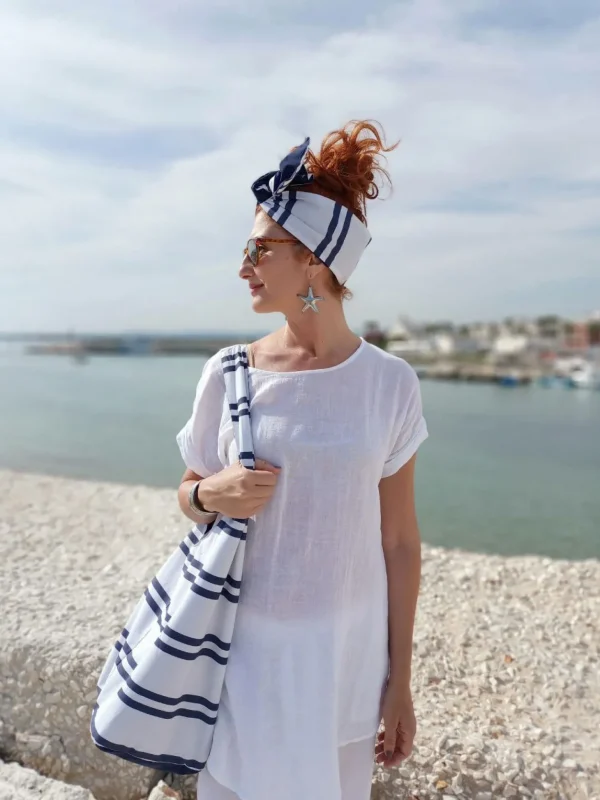 Borsa Mare in tessuto cotone fashion design Marinella Made in Italy