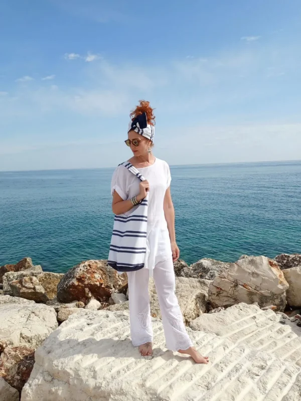 Borsa Mare in tessuto cotone fashion design Marinella Made in Italy