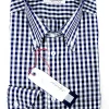 Camicia a quadri blu puro cotone made in italy