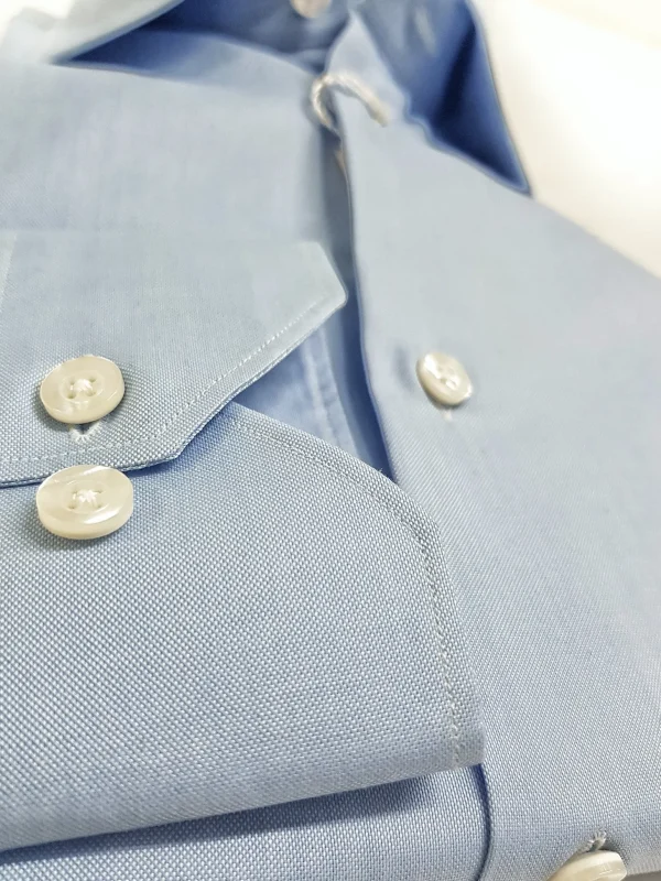 Camicia Azzurra collo classico puro cotone oxford pin point elegante made in italy