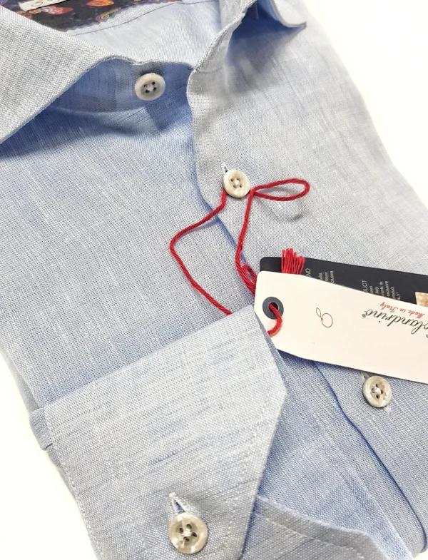 Camicia Azzurra puro Lino made in Italy - Light blue Linen Shirt