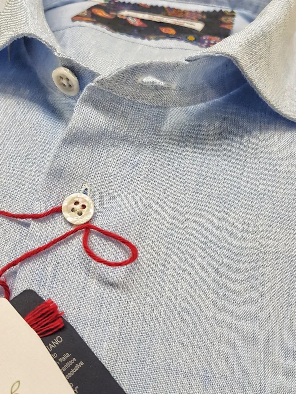 Camicia Azzurra puro Lino made in Italy - Light blue Linen Shirt