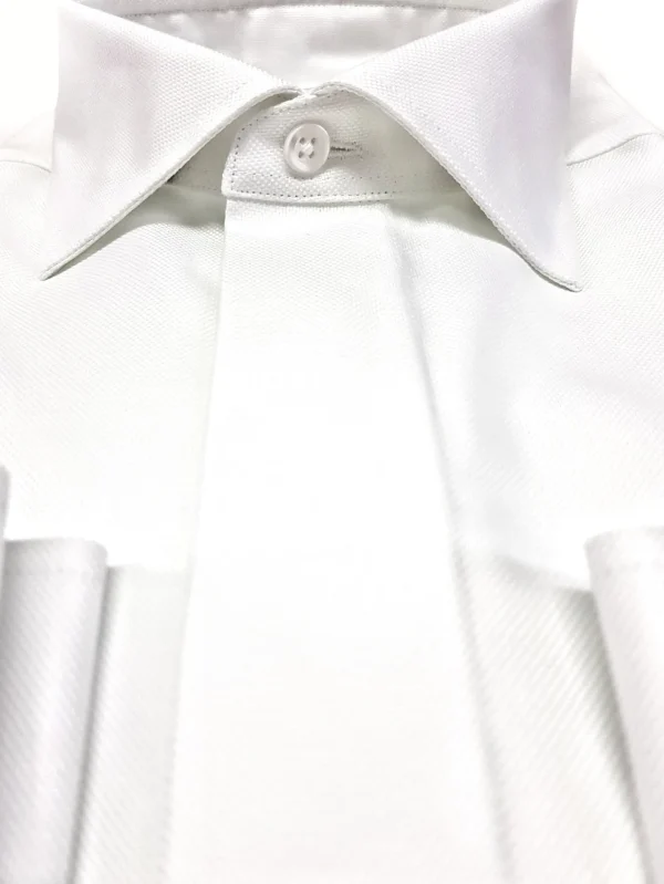 Camicia bianca elegante Oxford armaturato alta qualità polsini gemelli puro cotone made in italy white shirt Oxford double cuffllink