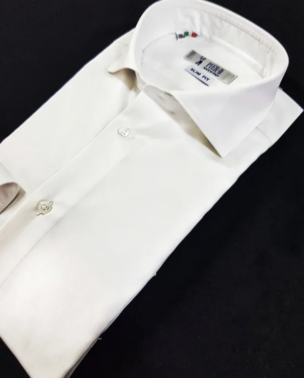 Camicia Bianca formale popeline bianco liscio cotone made in italy