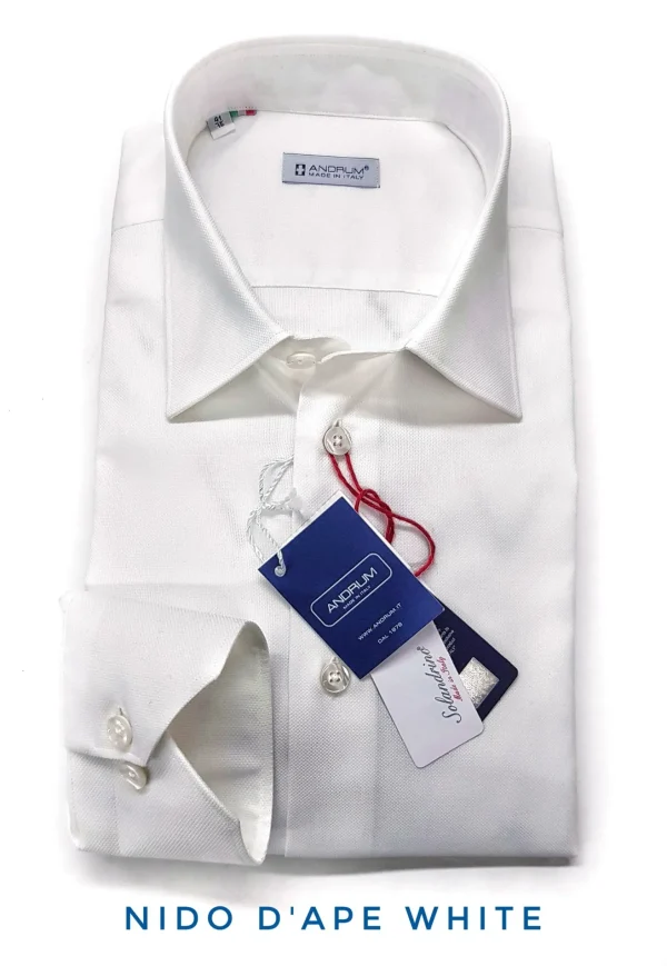 Camicia Bianca Nido d'ape PIN POINT cotone armaturato made in italy