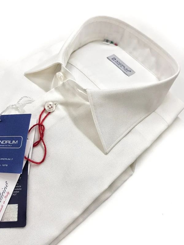 Camicia Bianca Nido d'ape PIN POINT cotone armaturato made in italy