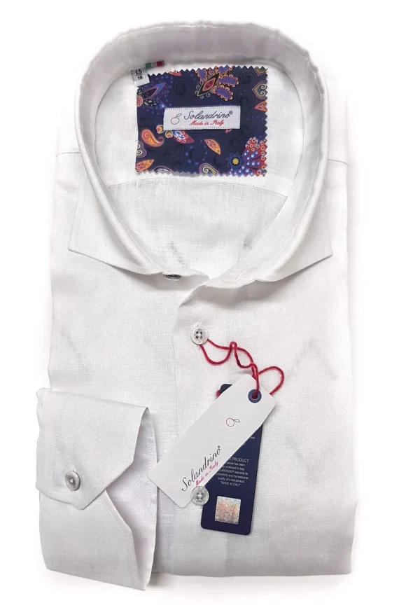 Camicia Bianca Puro Lino Made in Italy - white Linen Shirt