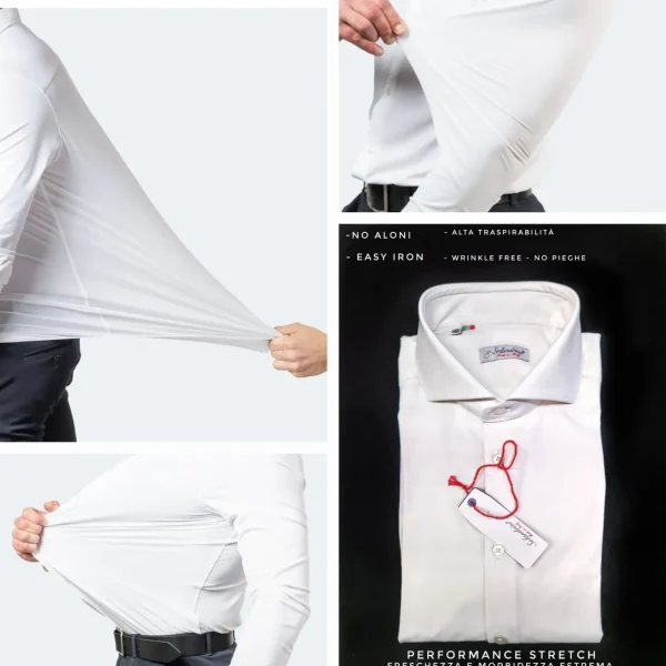 Camicia Bianca Stretch No Stiro No Piega No Iron anti alone made in italy massima traspirabilità