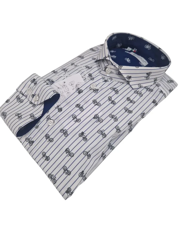 Camicia Bike Fantasia Bicicletta Rigata Made in Italy