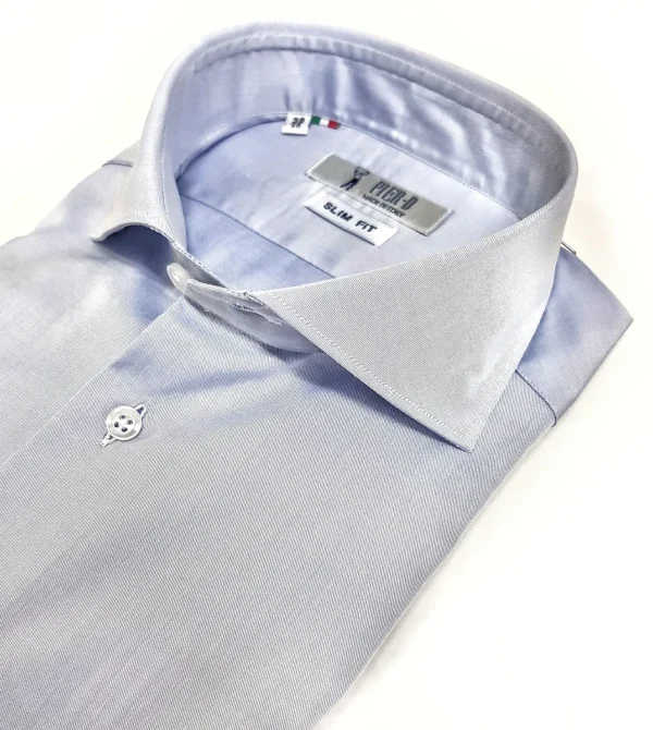 Camicia classica Azzurra collo Francese puro cotone TWILL made in italy