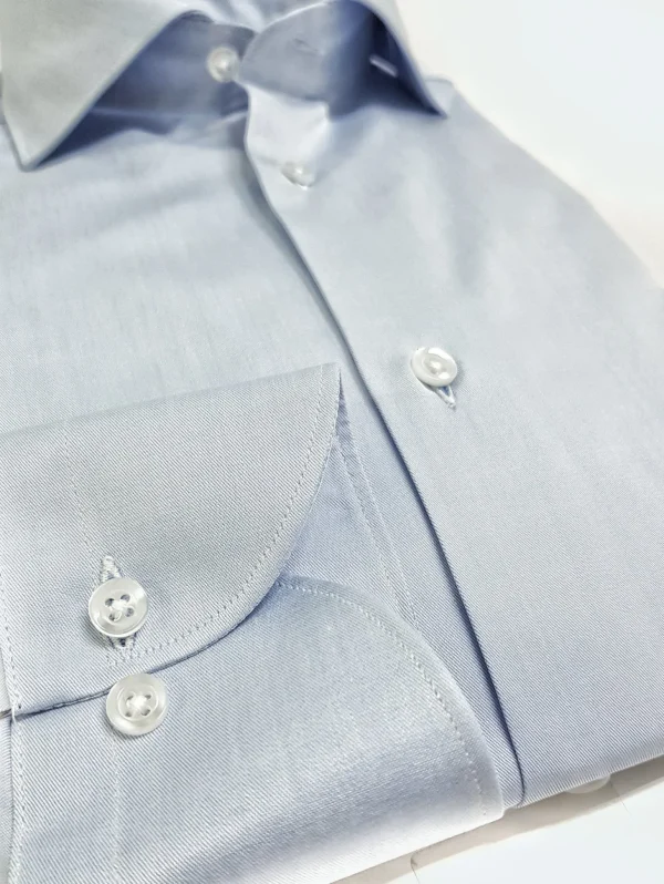 Camicia classica Azzurra collo Francese puro cotone TWILL made in italy