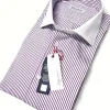 Camicia Club Man collo e polso bianco su rigato viola  bianco  made in Italy stripe shirt purple