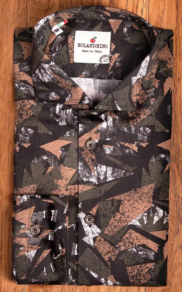 Camicia cotone fantasia camouflage mimetico urban jungle design