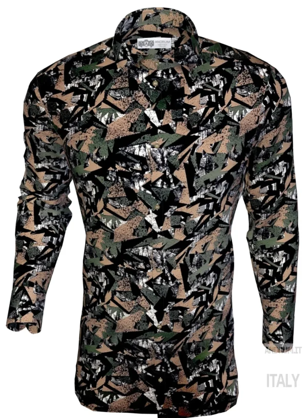 Camicia cotone fantasia camouflage mimetico urban jungle design