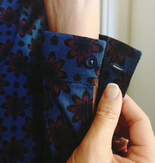 Camicia Donna blu puro cotone DENIM  blu FANTASIA bordeaux made in italy navy blue woman shirt