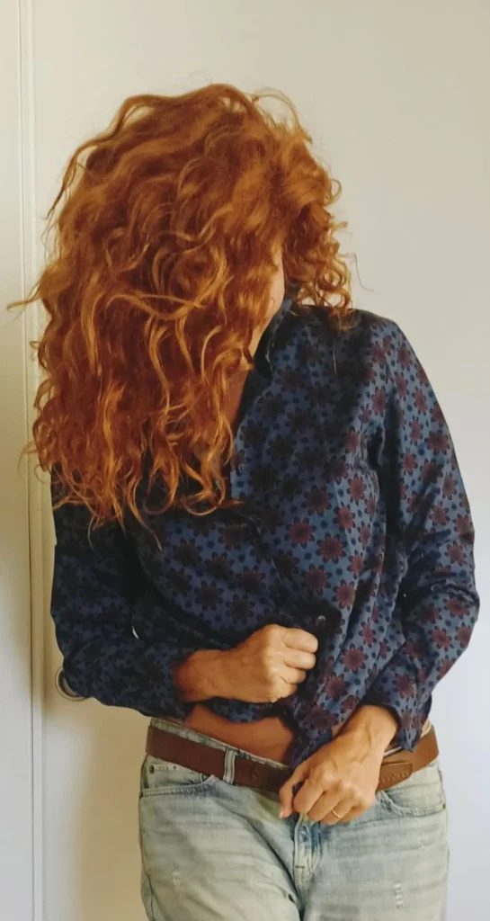 Camicia Donna blu puro cotone DENIM  blu FANTASIA bordeaux made in italy navy blue woman shirt