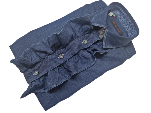 Camicia Donna Rouge Denim con Rouge puro cotone DENIM  blu FANTASIA bordeaux made in italy navy blue woman shirt