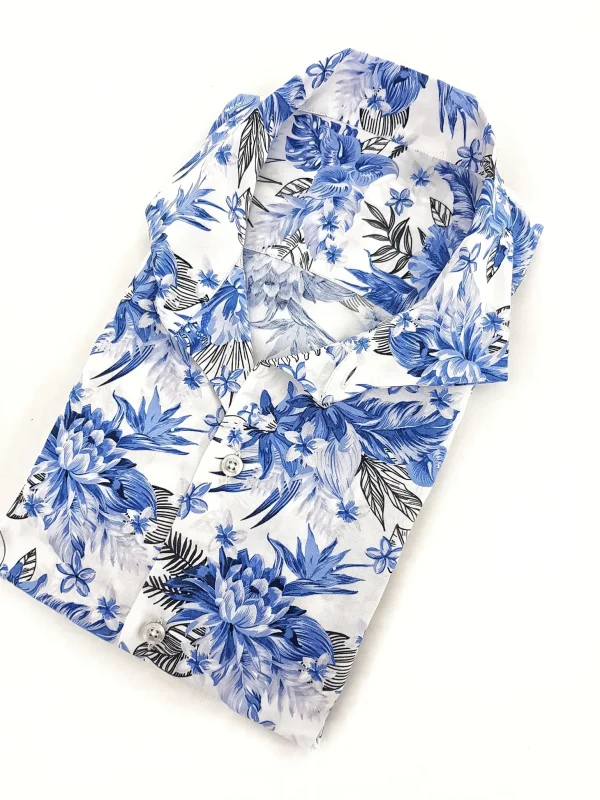 Camicia fantasia hawaii viscosa bowling morbidissima paisley made in italy