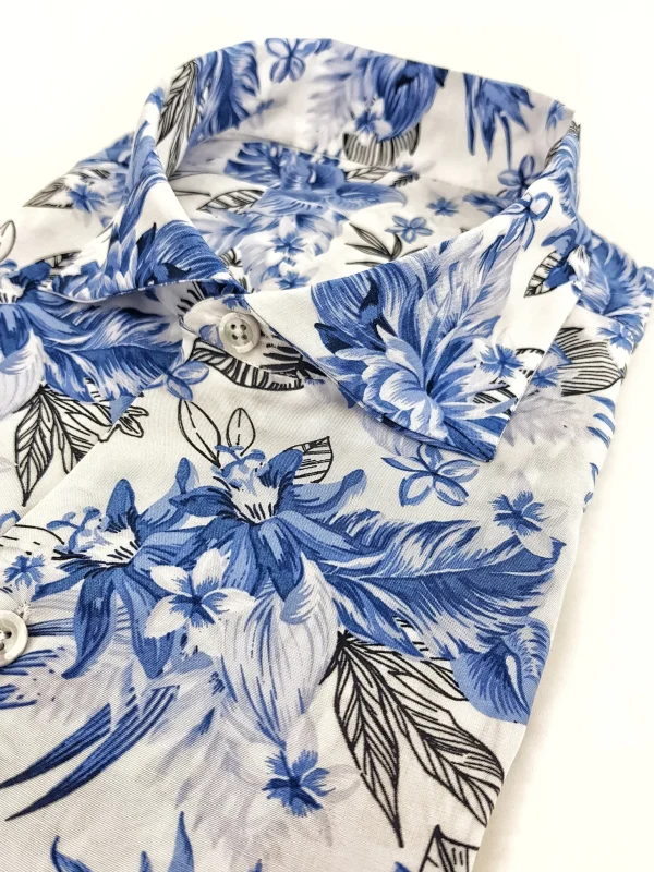 Camicia fantasia hawaii viscosa bowling morbidissima paisley made in italy