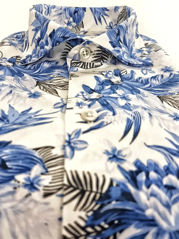Camicia fantasia hawaii viscosa bowling morbidissima paisley made in italy
