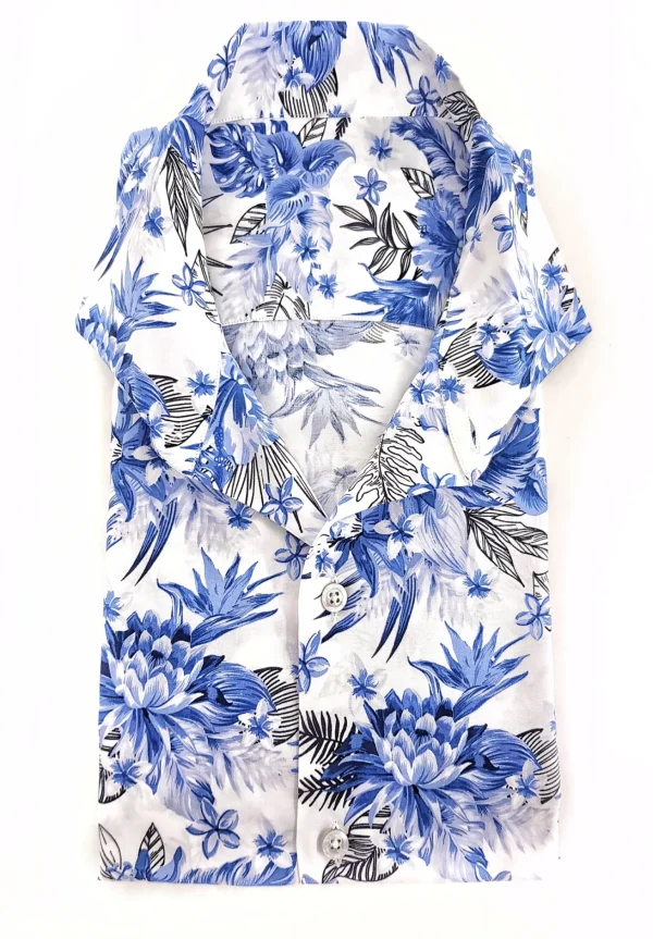 Camicia fantasia hawaii viscosa bowling morbidissima paisley made in italy