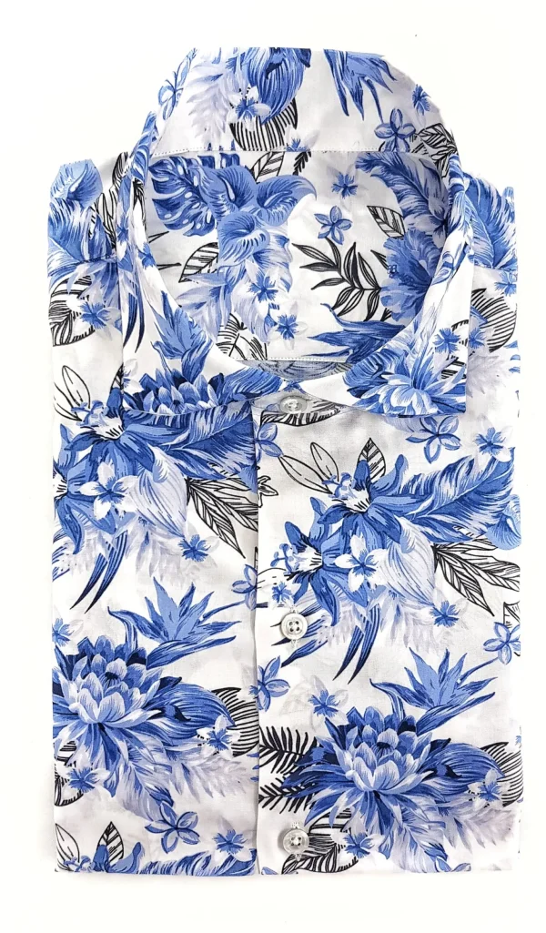 Camicia fantasia hawaii viscosa bowling morbidissima paisley made in italy