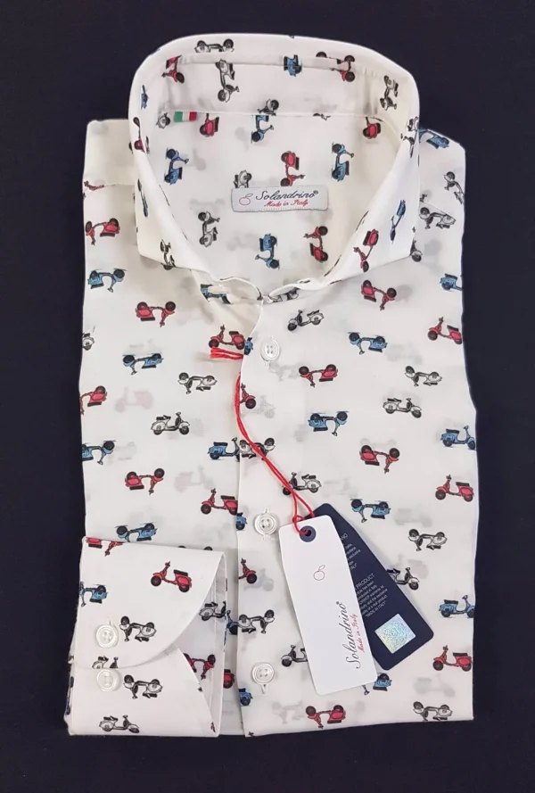 Camicia fantasia Vespa design puro cotone made in italy