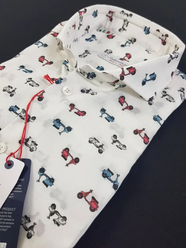 Camicia fantasia Vespa design puro cotone made in italy