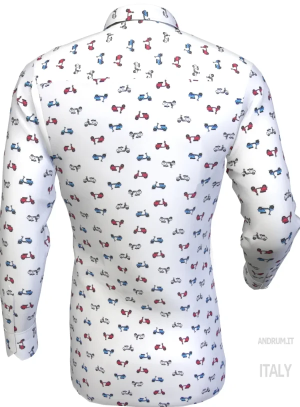 Camicia fantasia Vespa design puro cotone made in italy
