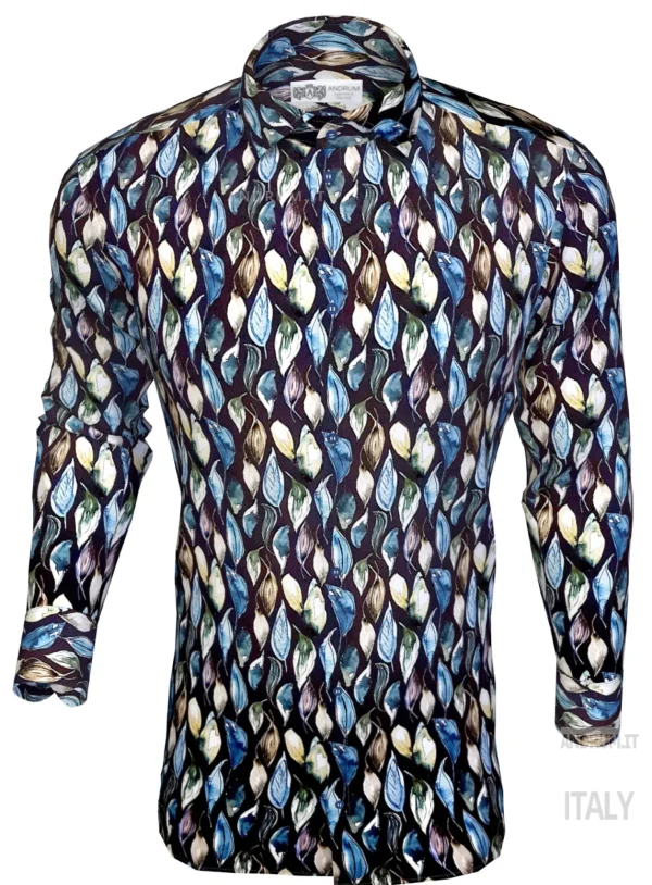 Camicia Fashion cotone fantasia foliage cotone made in italy