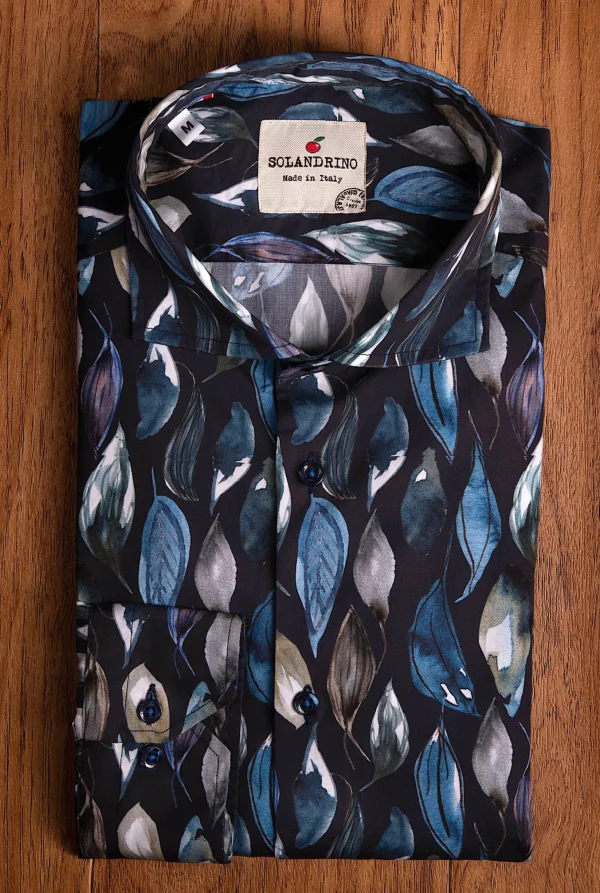 Camicia Fashion cotone fantasia foliage cotone made in italy