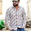 Camicia Fashion fantasia watercolor design puro cotone made in italy