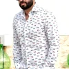 Camicia Fashion fantasia Vespa design cotone made in italy