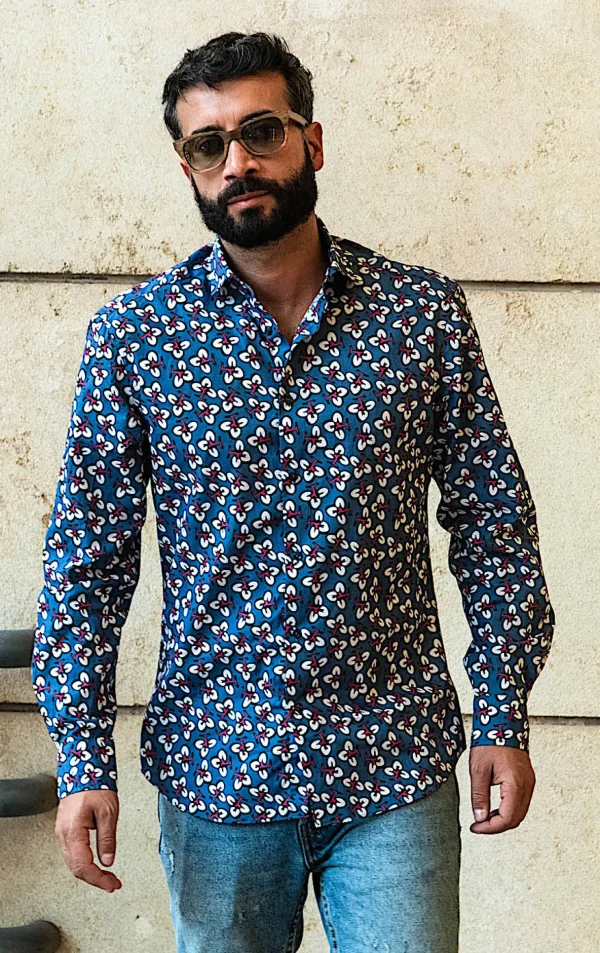 Camicia Fashion fantasia design trifoglio cotone