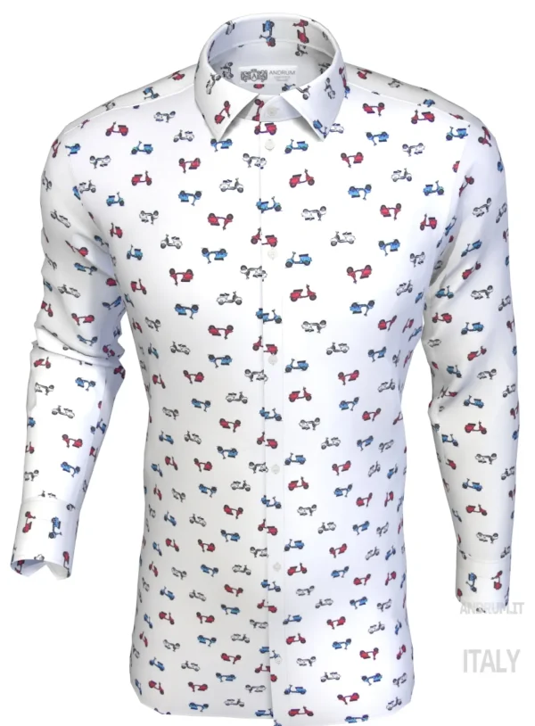 Camicia Fashion fantasia Vespa design cotone made in italy