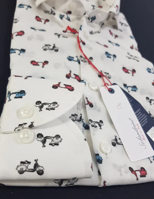 Camicia Fashion fantasia Vespa design cotone made in italy